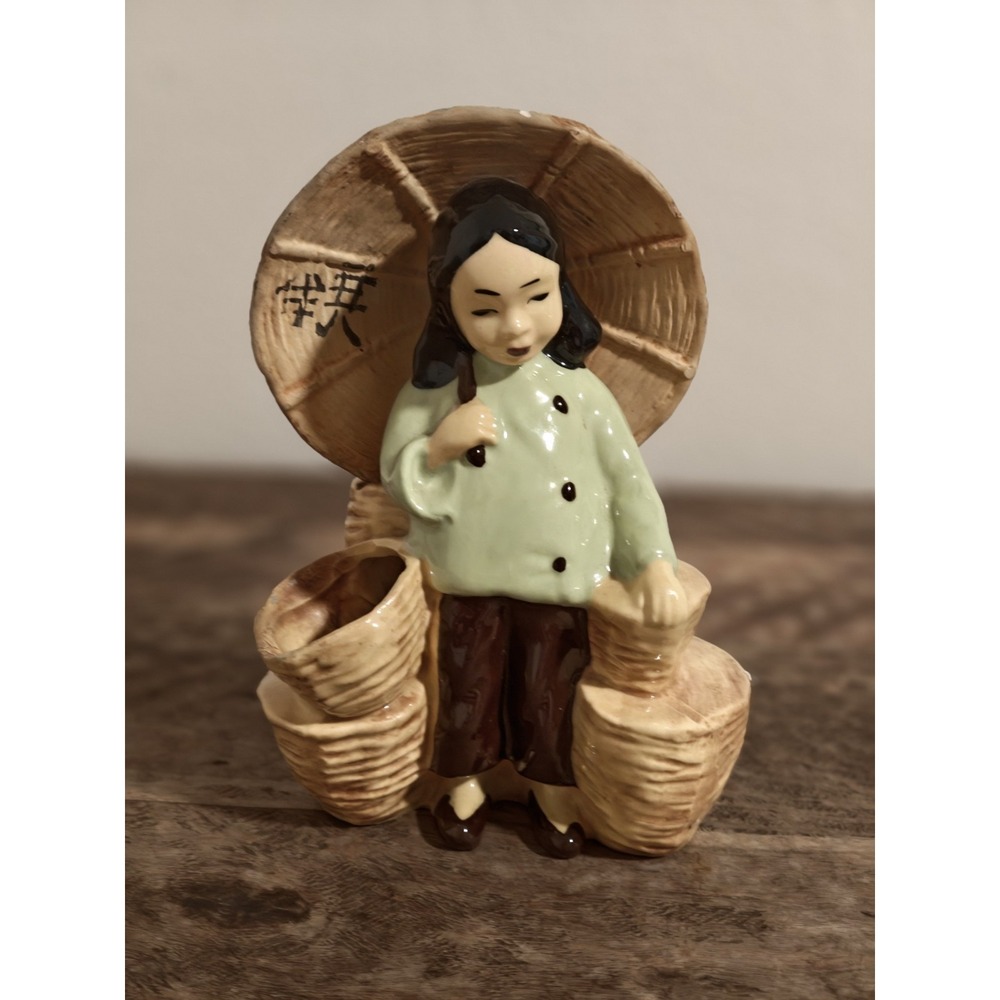 Vtg 1948  Stewart B McCulloch SBM California Pottery Asian Figure  Planter